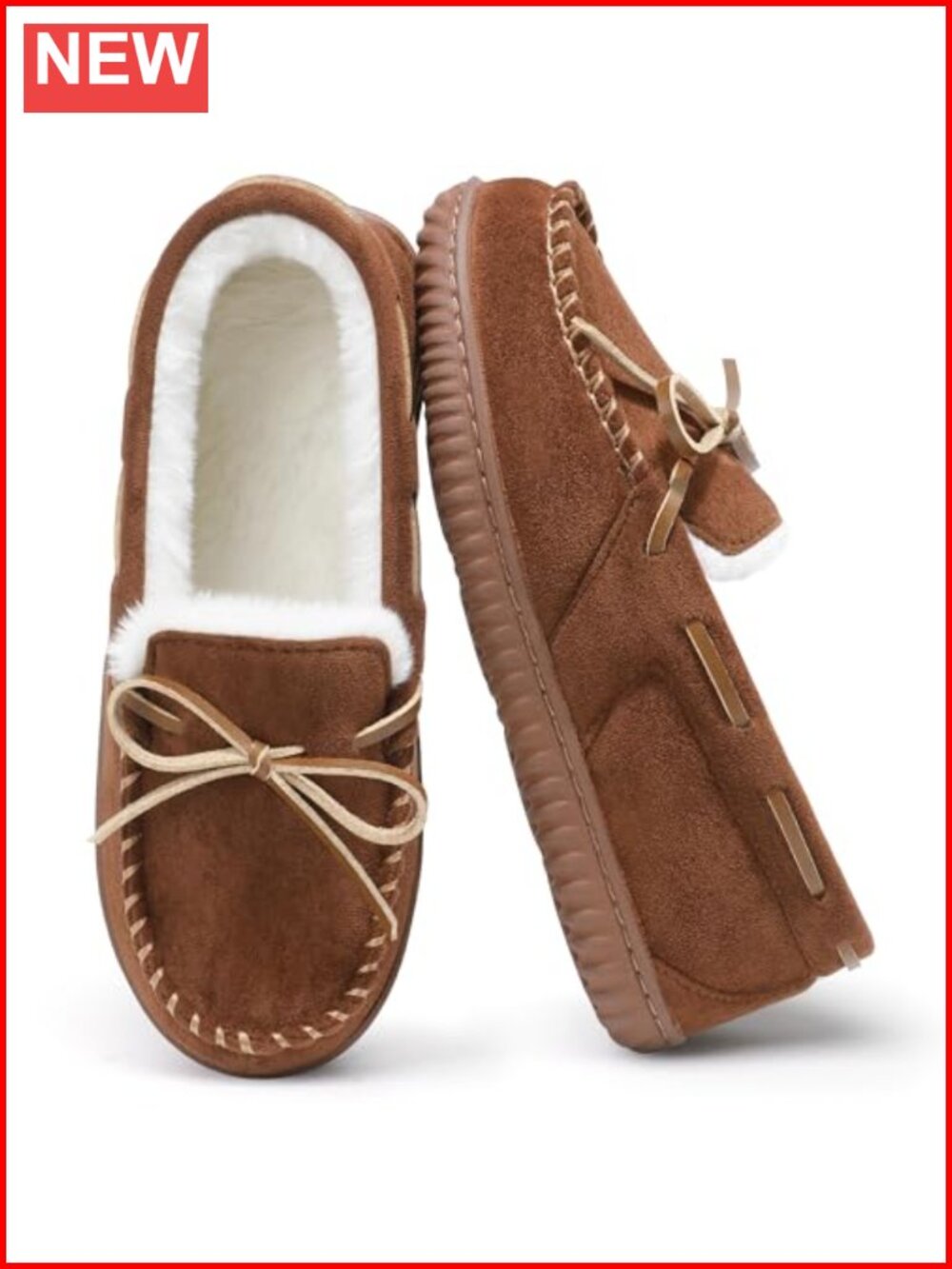 Womens Faux Suede Mocc Memory Foam Indoor Outdoor Non Slip House Shoes